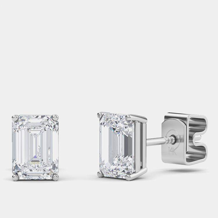 Pre Owned 14K Solitaire Lab Grown Diamonds Earrings (1/2 Ctw)