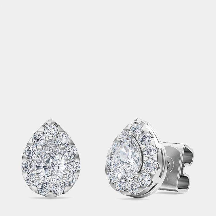 Pre Owned 14K 1/6 Ctr Halo Earrings (1/2 Ctw)