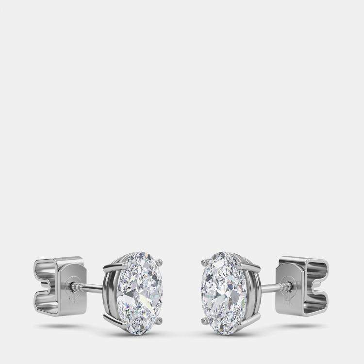 Pre Owned 14K Oval Solitaire Earrings (1 1/2 Ctw)