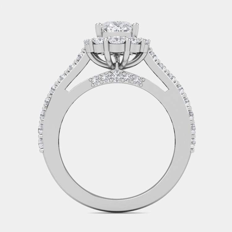 Pre Owned 14K Halo Bridal Ring (2Ctw)