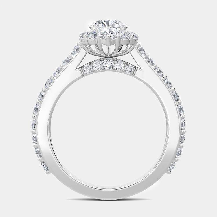 Pre Owned 14K Halo Bridal Ring (2.00 Ctw)