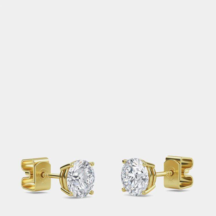 Pre Owned 14K Round Four Prong Basket Solitaire Earrings (1/3 Ctw)