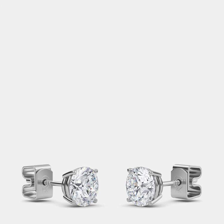 Pre Owned 14K Round Four Prong Basket Solitaire Earrings (1/2 Ctw)