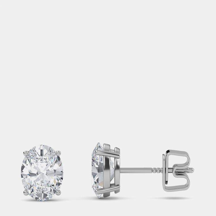 Pre Owned 14K Oval Solitaire Earrings (1/3 ctw)