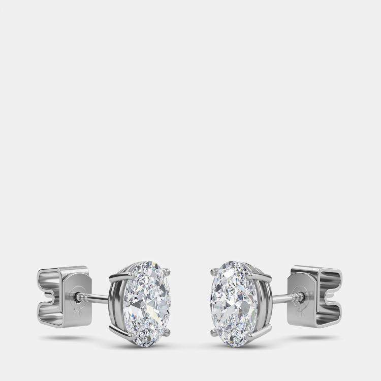 Pre Owned 14K Oval Solitaire Earrings (1/3 ctw)