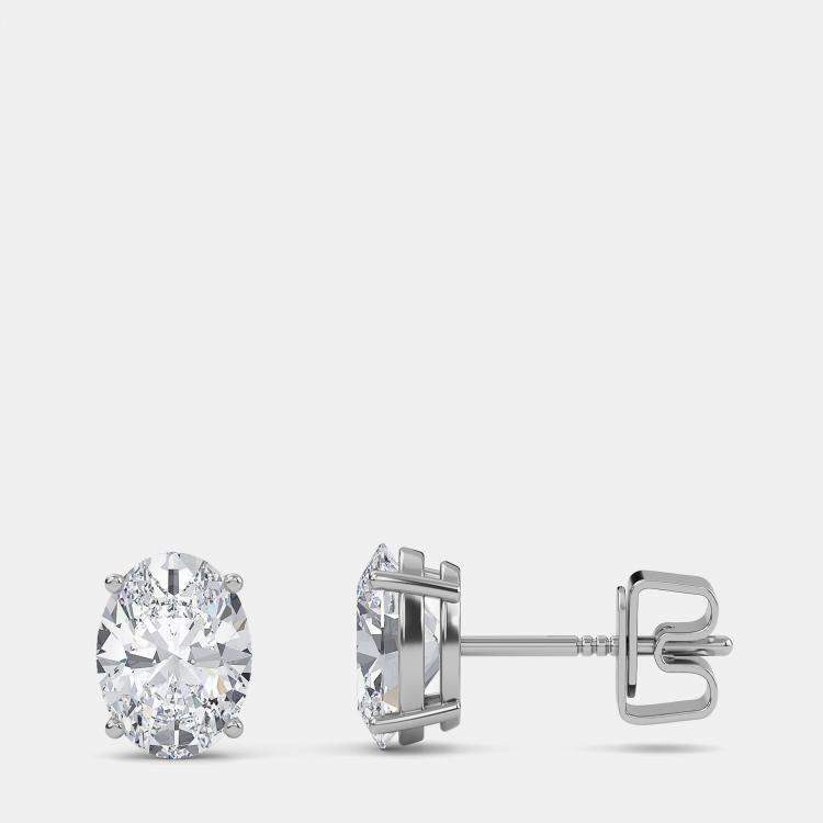 Pre Owned 14K Oval Solitaire Earrings (2 ctw)