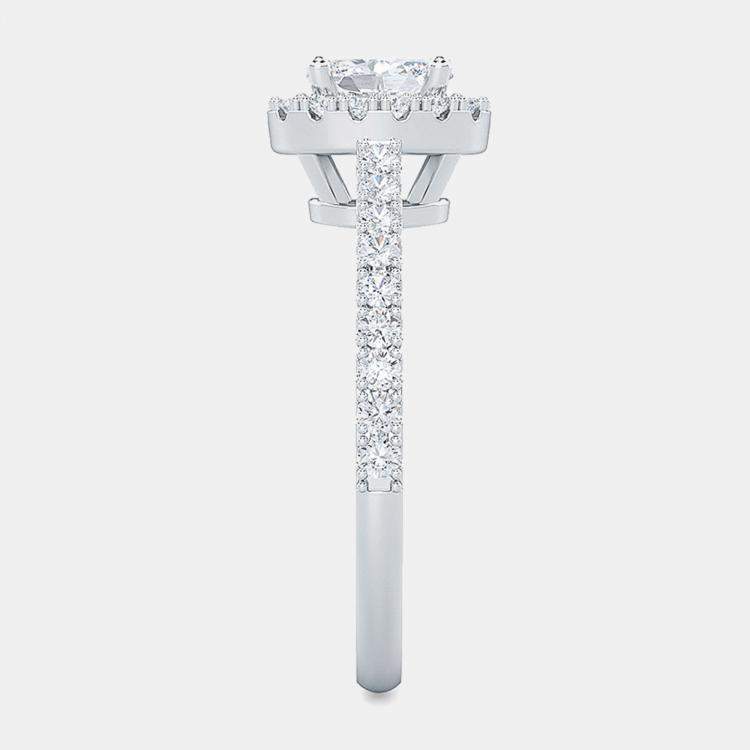 Pre Owned 14K Oval Halo Bridal Lab Grown Diamonds Ring (1ctw) US 7