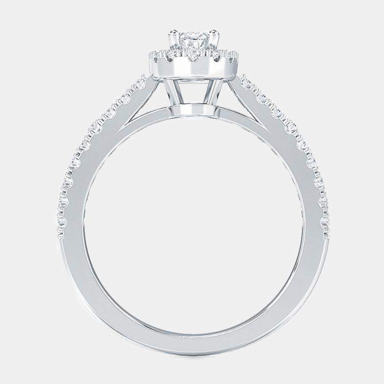 Pre Owned 14K Oval Halo Bridal Lab Grown Diamonds Ring (1ctw) US 7