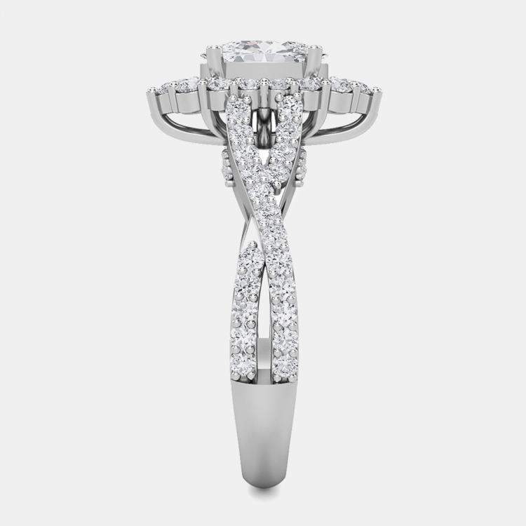 Pre Owned 14K Double Twist Oval Halo Ring (2 ctw) US 7