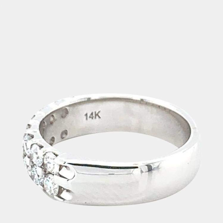 Pre Owned 14K Double Row Machine Lab Grown Diamonds Set Band (1ctw) US 7