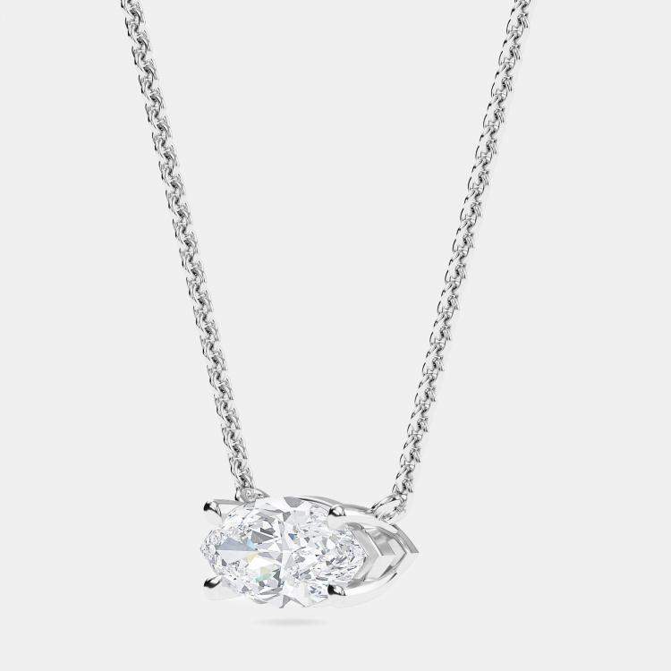 Pre Owned 14K Solitaire Marquise Sideways Lab Grown Diamonds Pendant (3/4 ctw)