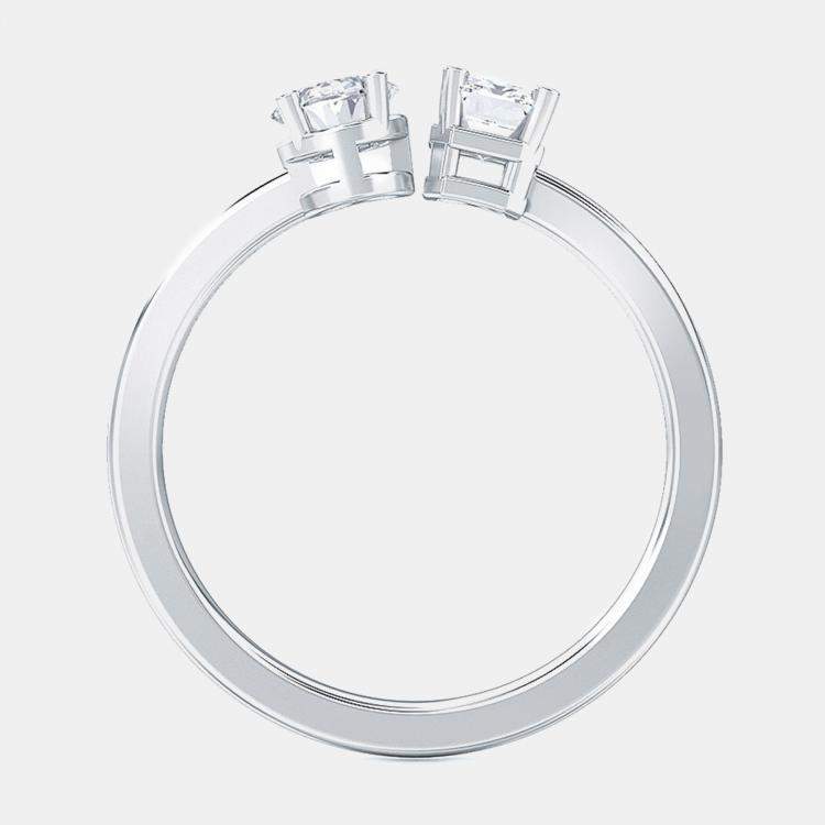 Pre Owned 14K Two Stone Oval Solitaire Ring Set (1 ctw) US 7