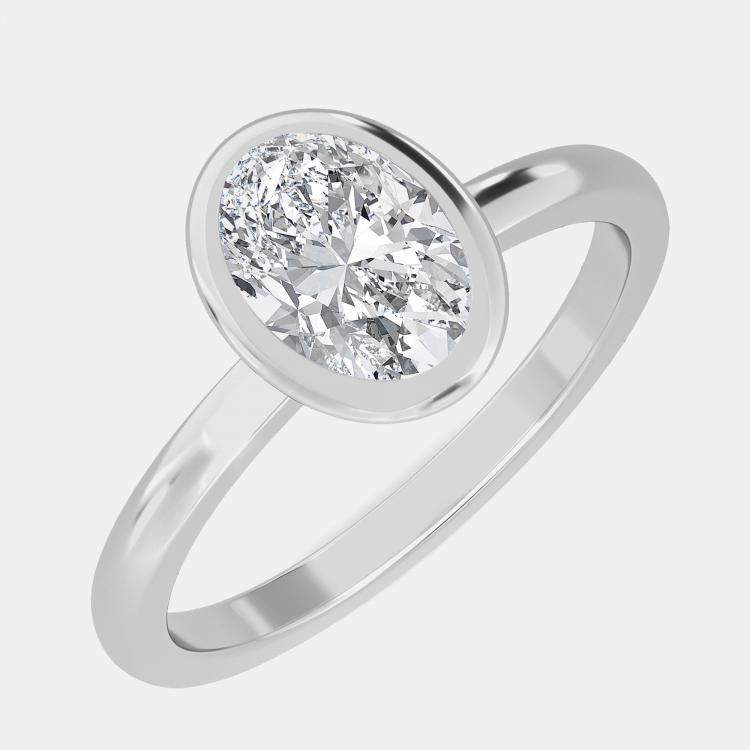 Pre Owned 14K Bezel Oval Solitaire Ring (1 ctw) US 7