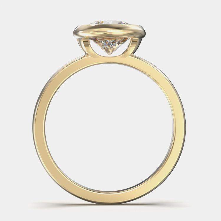 Pre Owned 14K Yellow Gold Bezel Set Round Solitaire Ring (1.50 ctw) US 7