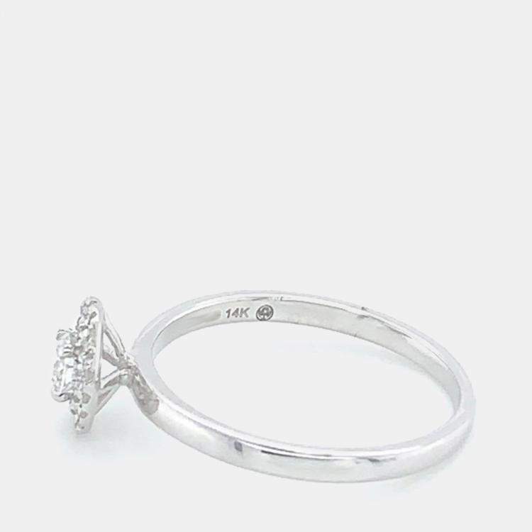 Pre Owned 14K Double Halo Plain Shank Ring (1/2 ctw) US 7