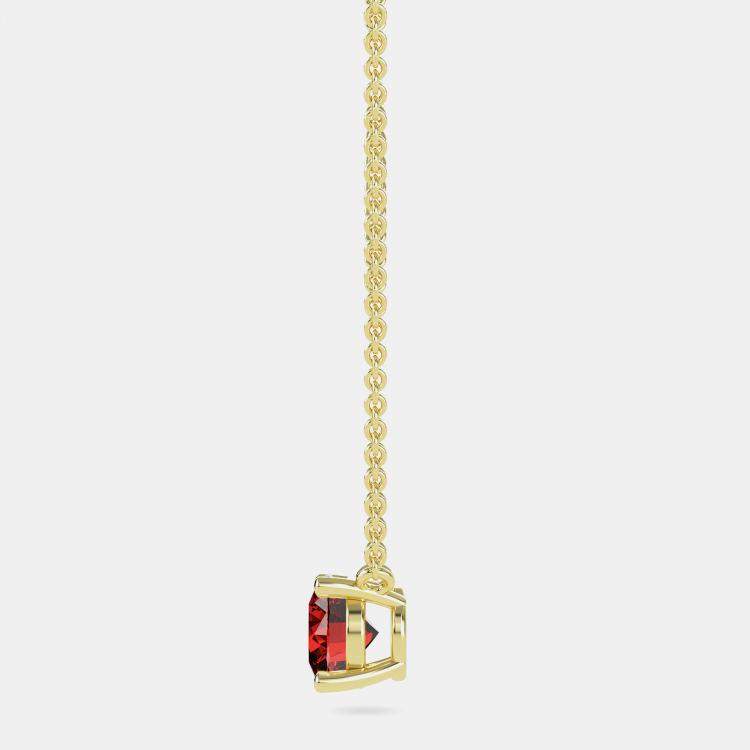 Pre Owned 10K Yellow Gold Round Lab Created Garnet Stone Solitaire Pendant (2.00 ctw)