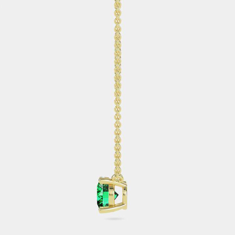 Pre Owned 10K Yellow Gold Round Lab Created Emerald Stone Solitaire Pendant (2.00 ctw)