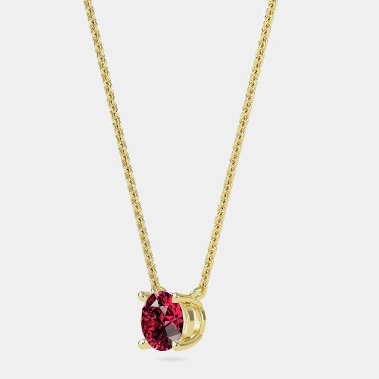 Pre Owned 10K Yellow Gold Round Lab Created Ruby Stone Solitaire Pendant (2.00 ctw)