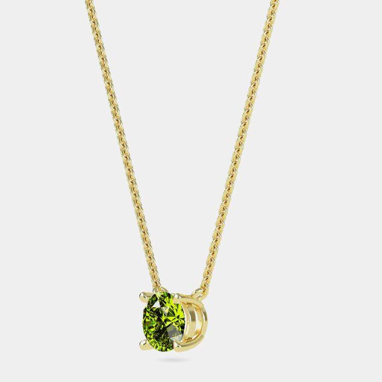 Pre Owned 10K Round Created Peridot Birthstone Solitaire Pendant (2.00 ctw)