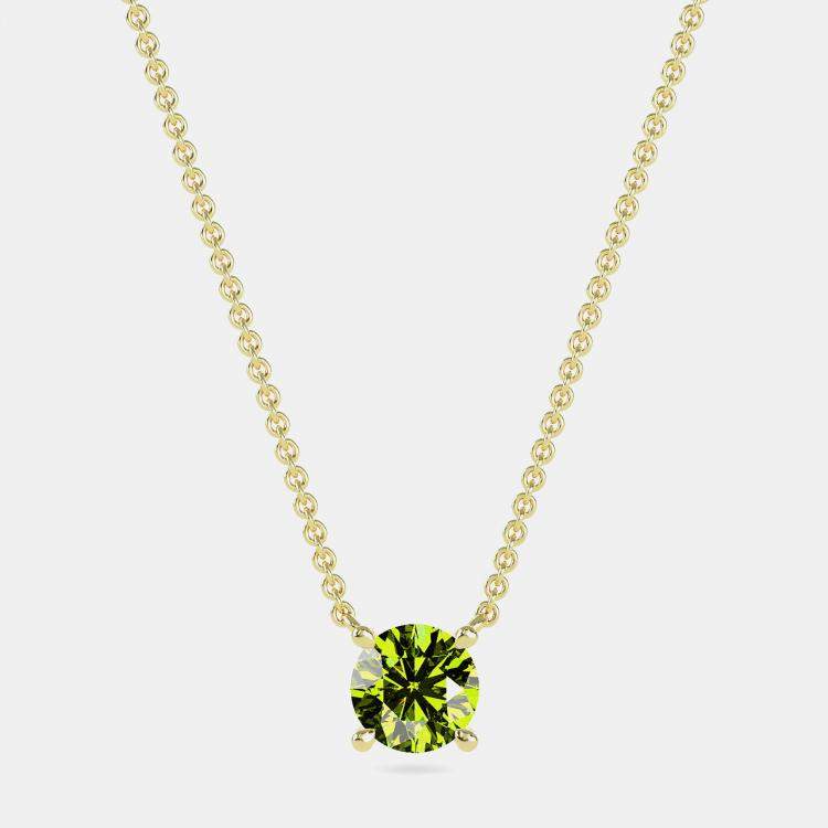 Pre Owned 10K Round Created Peridot Birthstone Solitaire Pendant (2.00 ctw)