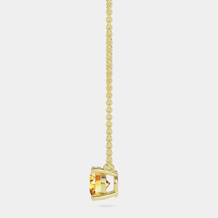 Pre Owned 10K Yellow Gold Round Lab Created Citrine stone Solitaire Pendant (2.00 ctw)