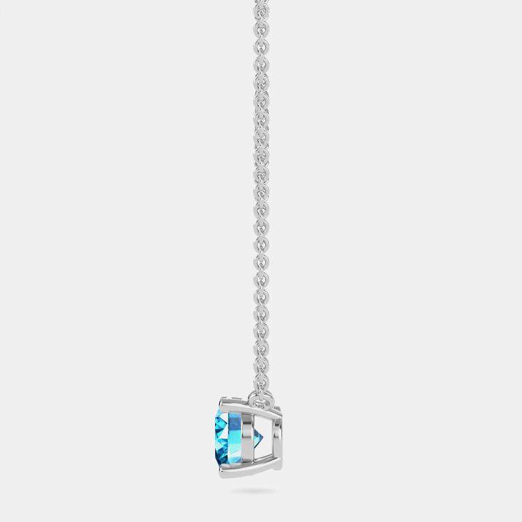 Pre Owned 10K White Gold Round Lab Created London Blue Stone Solitaire Pendant (2.00 ctw)