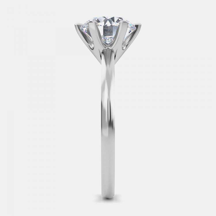 Pre Owned 8.00 Ct Round Plain 6 Prongs 14K White Gold Lab Grown Diamond Solitaire Ring US 7