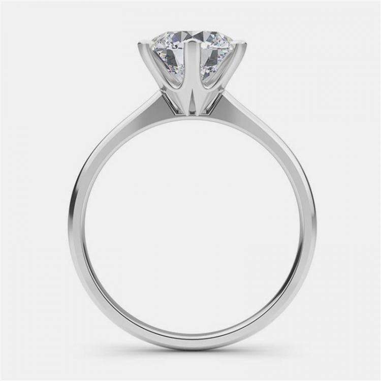 Pre Owned 8.00 Ct Round Plain 6 Prongs 14K White Gold Lab Grown Diamond Solitaire Ring US 7