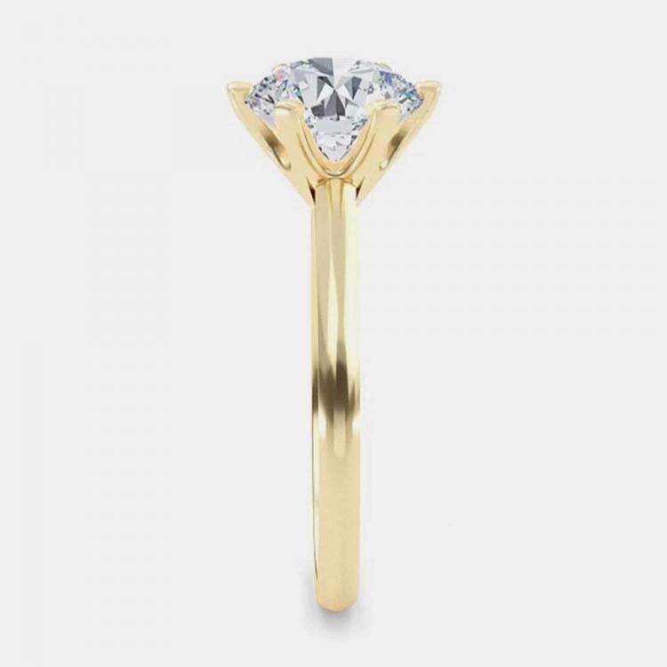 Pre Owned 8.00 Ct Round Plain 6 Prongs 14K Yellow Gold Lab Grown Diamond Solitaire Ring US 6