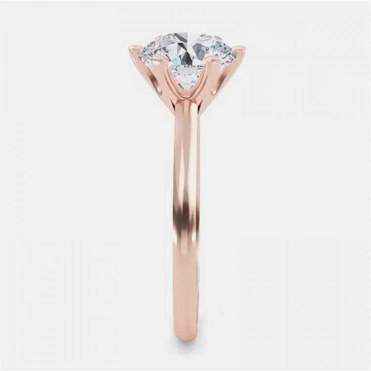 Pre Owned 5.00 Ct Round Plain 6 Prongs 14K Rose Gold Lab Grown Diamond Solitaire Ring US 6
