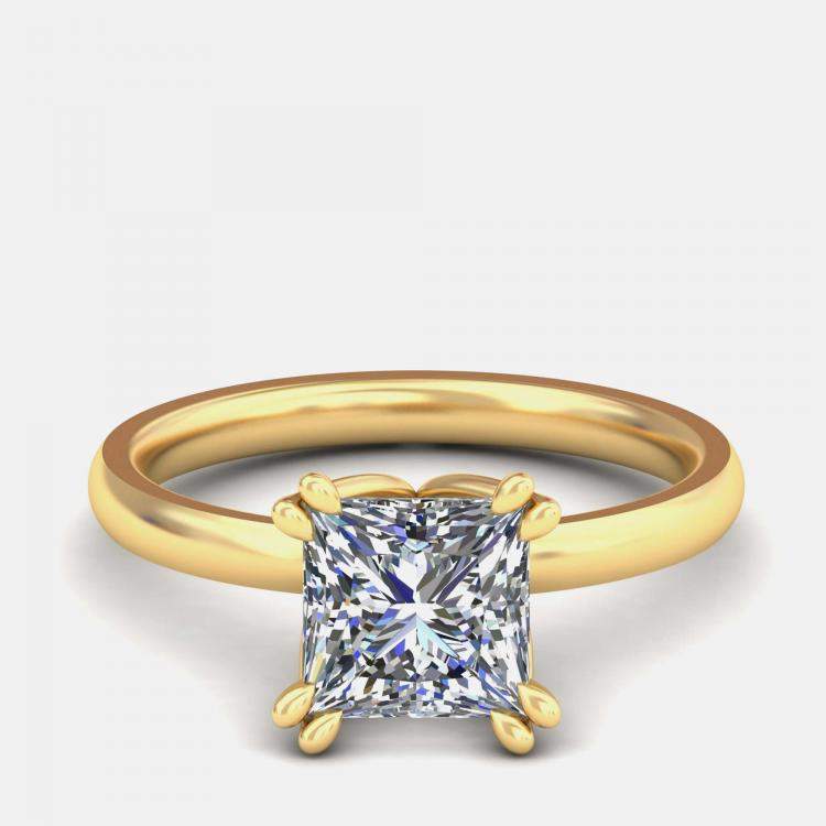 Pre Owned 6.00 Ct Princess 14K Flower Basket Solitaire Ring US 6