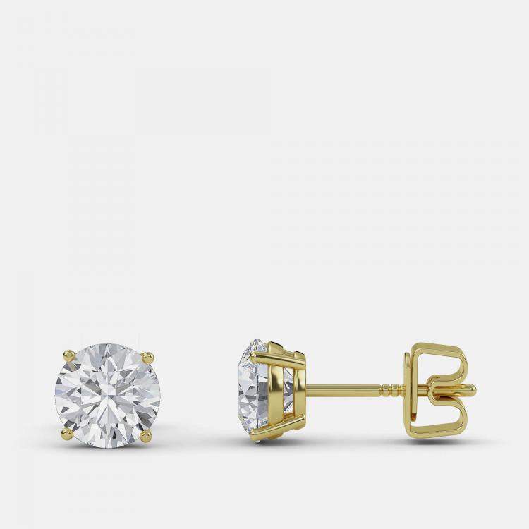 Pre Owned 8.00 Ct Round 14K Yellow Gold Lab Grown Diamond Solitaire 4 Prong Earrings