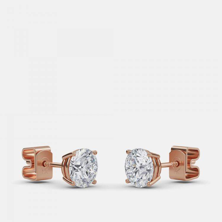 Pre Owned 8.00 Ct Round 14K Rose Gold Lab Grown Diamond Solitaire 4 Prong Earrings