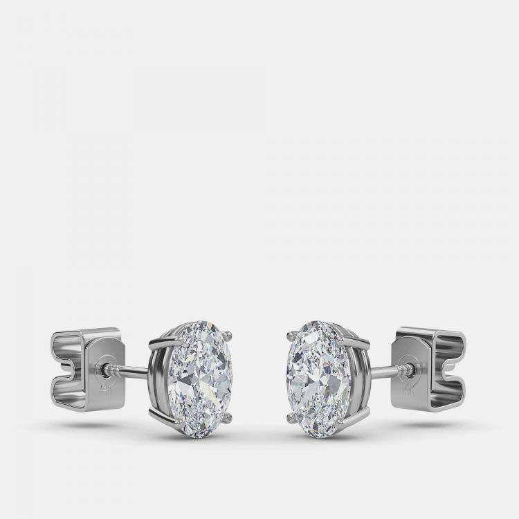 Pre Owned 5.00 Ct Oval 14K White Gold Lab Grown Diamond Solitaire 4 Prong Earring