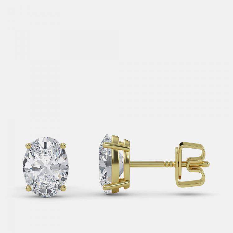 Pre Owned 5.00 Ct Oval 14K Yellow Gold Lab Grown Diamond Solitaire 4 Prong Earring