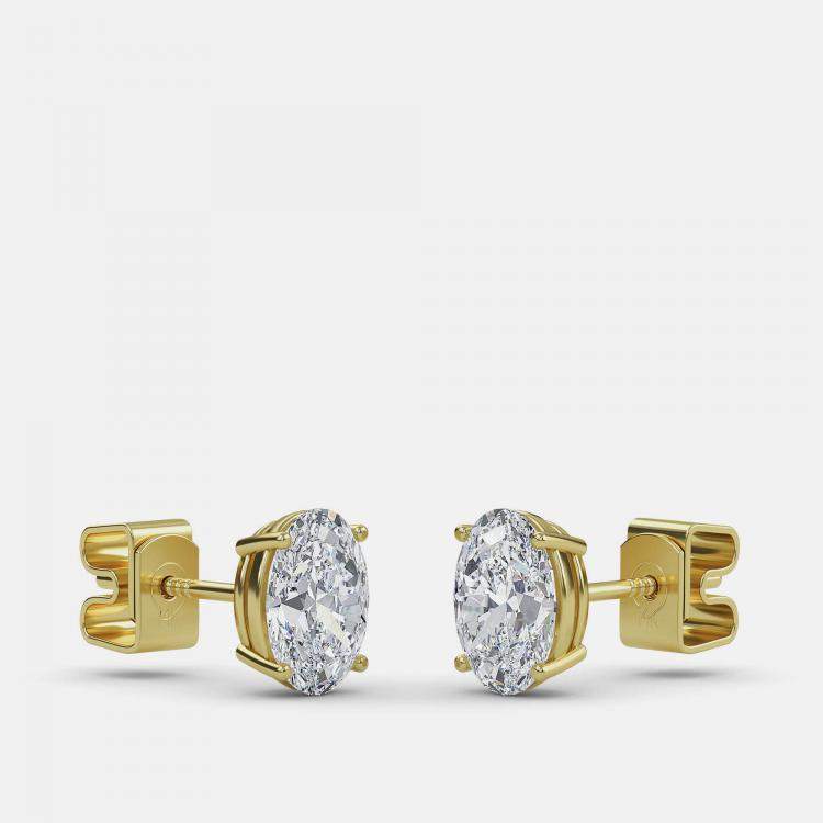 Pre Owned 6.00 Ct Oval 14K Yellow Gold Lab Grown Diamond Solitaire 4 Prong Earring