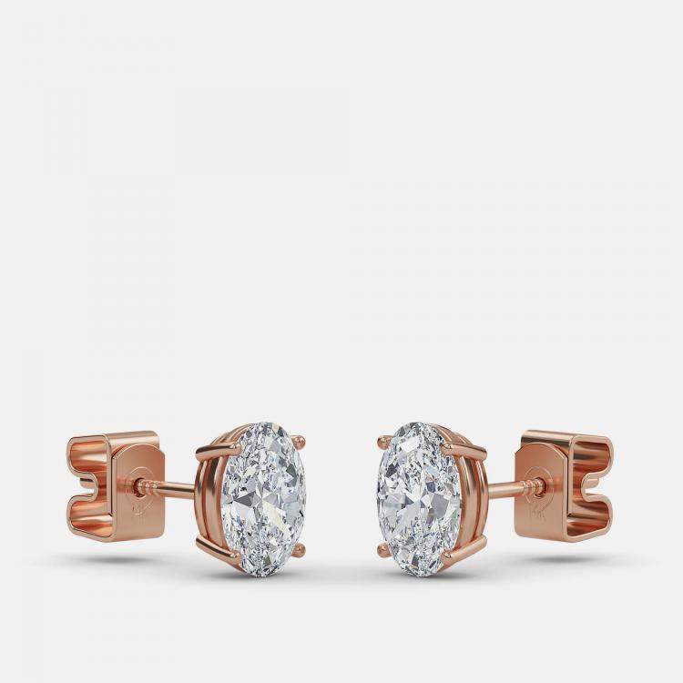 Pre Owned 5.00 Ct Oval 14K Rose Gold Lab Grown Diamond Solitaire 4 Prong Earring