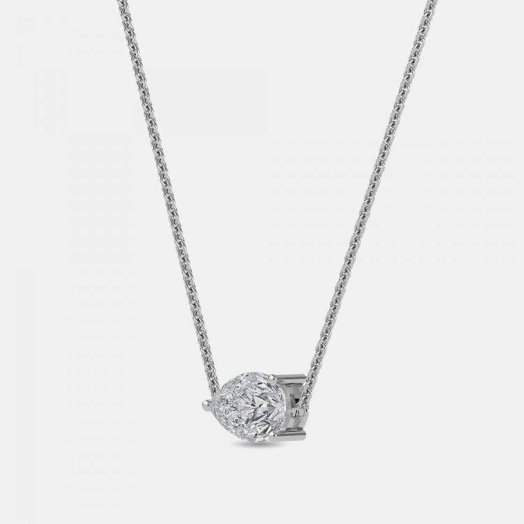 Pre Owned 8.00 Ct Pear 14K White Gold Lab Grown Diamonds Solitaire 3 Prong Pendant