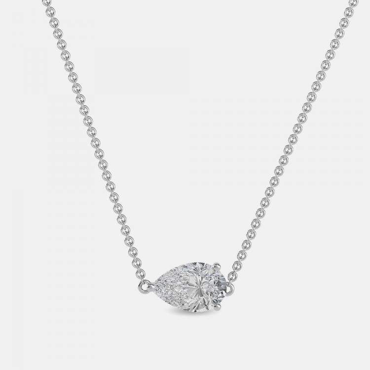 Pre Owned 8.00 Ct Pear 14K White Gold Lab Grown Diamonds Solitaire 3 Prong Pendant