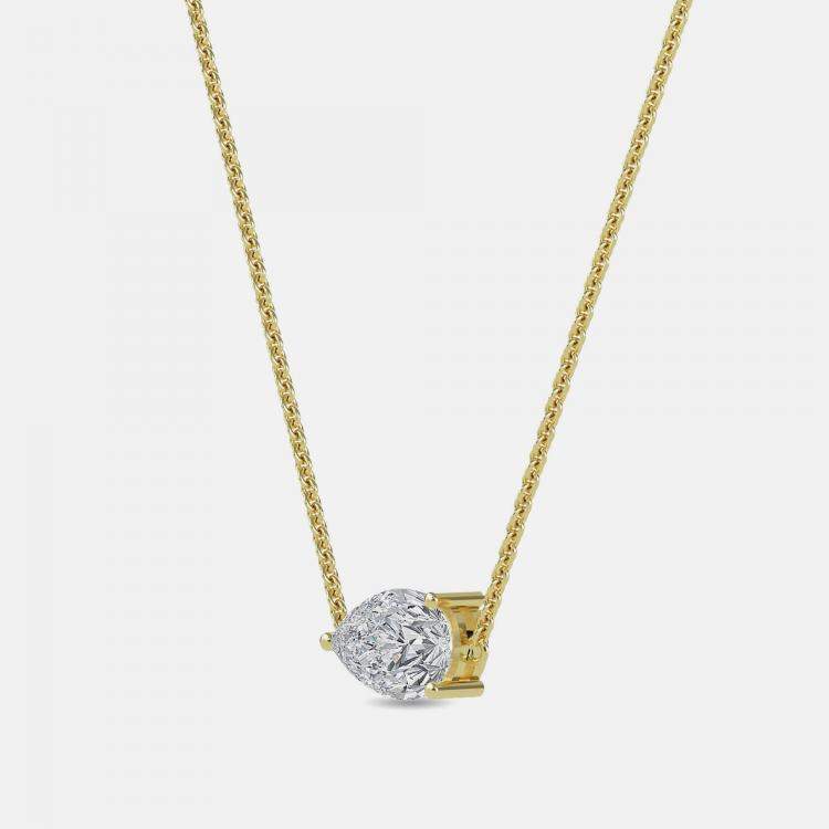 Pre Owned 5.00 Ct Pear 14K Yellow Gold Lab Grown Diamonds Solitaire 3 Prong Pendant