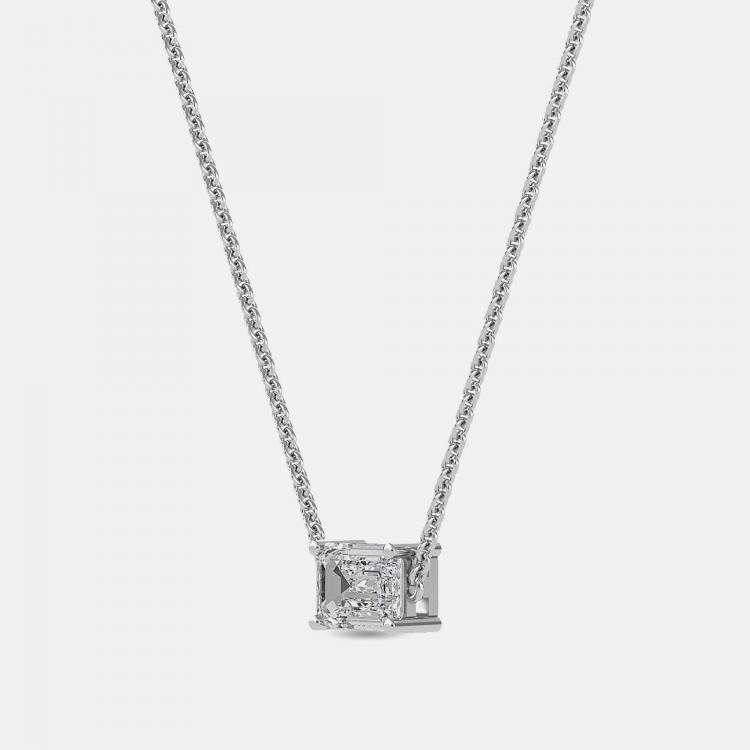 Pre Owned 5.00 Ct Emerald 14K White Gold Lab Grown Diamonds Solitaire 4 Prong Pendant