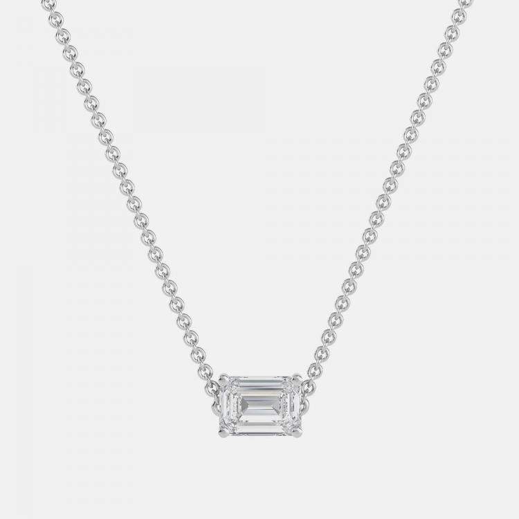 Pre Owned 8.00 Ct Emerald 14K White Gold Lab Grown Diamonds Solitaire 4 Prong Pendant