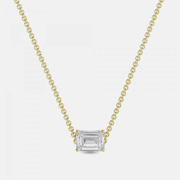 Pre Owned 6.00 Ct Emerald 14K Yellow Gold Lab Grown Diamonds Solitaire 4 Prong Pendant