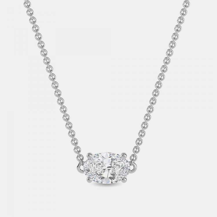 Pre Owned 4.00 Ct Oval 14K White Gold Lab Grown Diamonds Solitaire 4 Prong Pendant