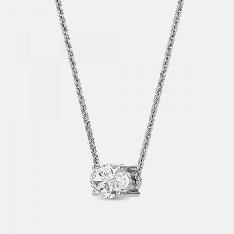 Pre Owned 4.00 Ct Oval 14K White Gold Lab Grown Diamonds Solitaire 4 Prong Pendant