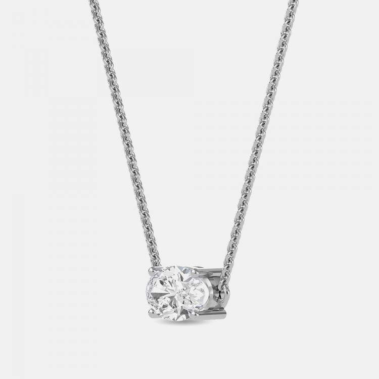 Pre Owned 6.00 Ct Oval 14K White Gold Lab Grown Diamonds Solitaire 4 Prong Pendant