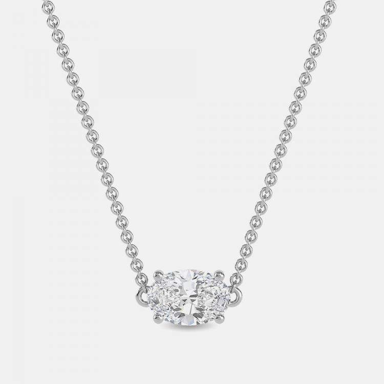 Pre Owned 8.00 Ct Oval 14K White Gold Lab Grown Diamonds Solitaire 4 Prong Pendant