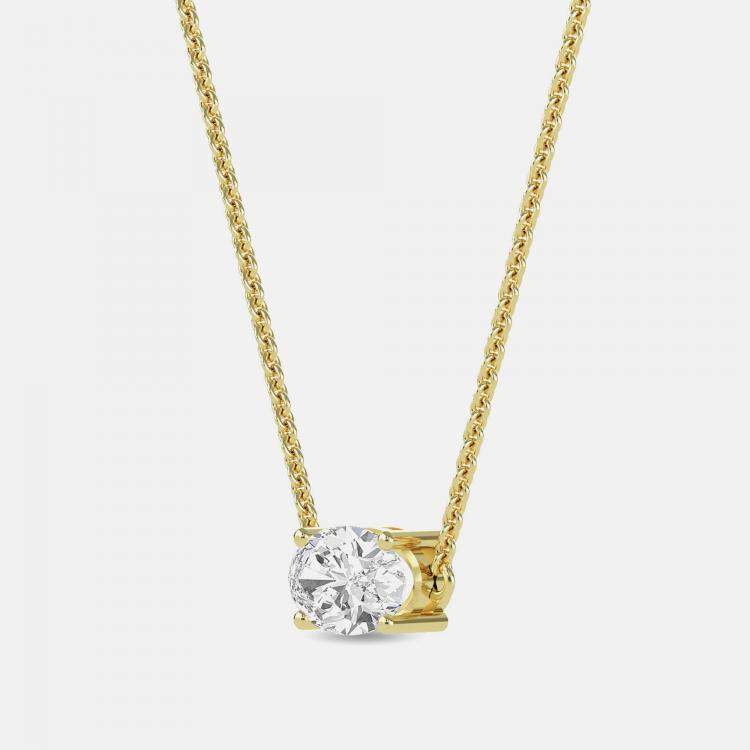 Pre Owned 5.00 Ct Oval 14K Yellow Gold Lab Grown Diamonds Solitaire 4 Prong Pendant