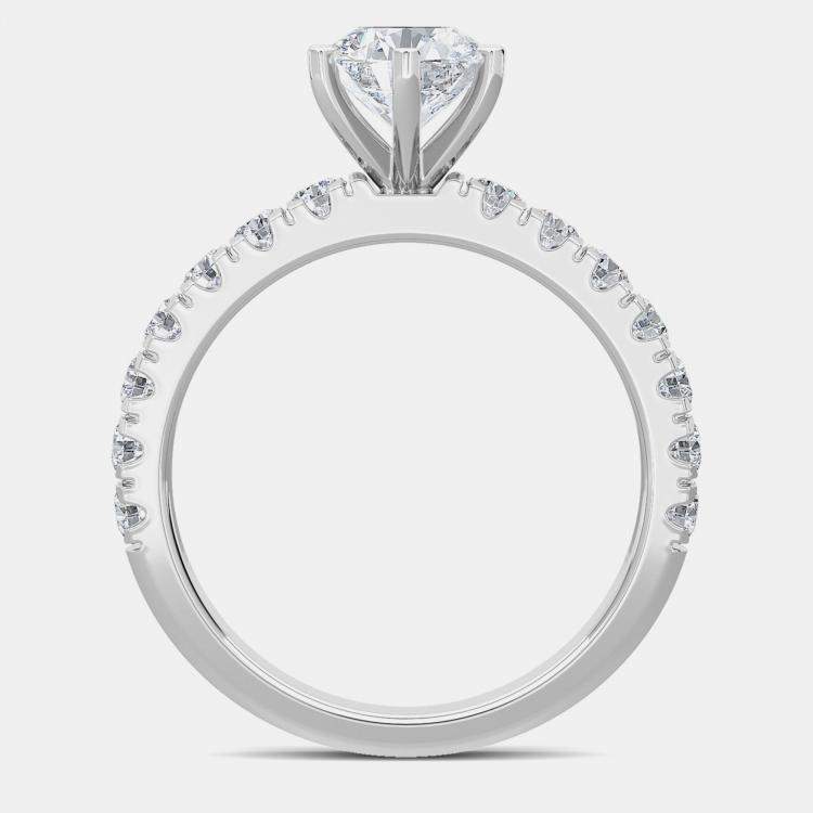 Pre Owned 14K Lab Grown Br Diamond Six Prong Classic Bridal Ring US 7