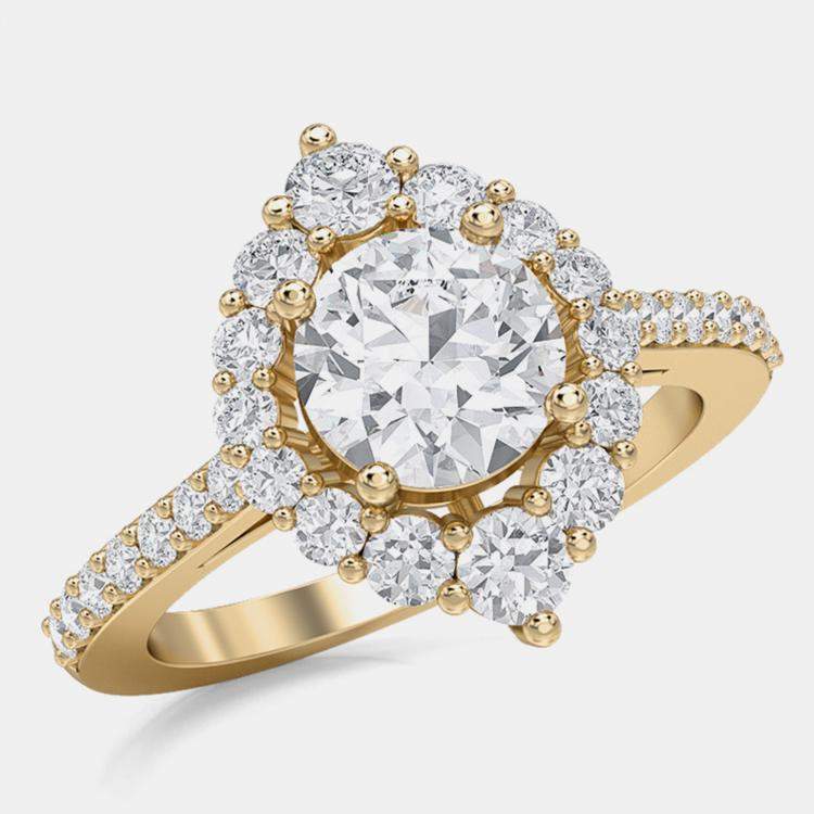 Pre Owned Lab Grown Diamonds Halo Bridal Ring (2Ctw Rd 1.15Ct) US 7